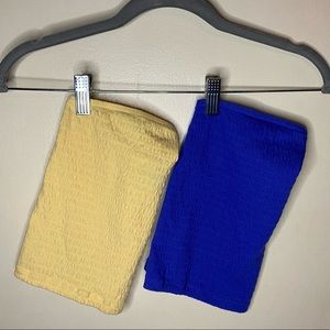 American Eagle Tube Top Yellow & Royal Blue